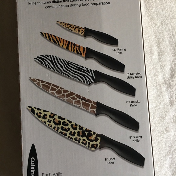 NWT 10 piece animal print knife set 🦒 🦓 🐆 - Picture 6 of 10